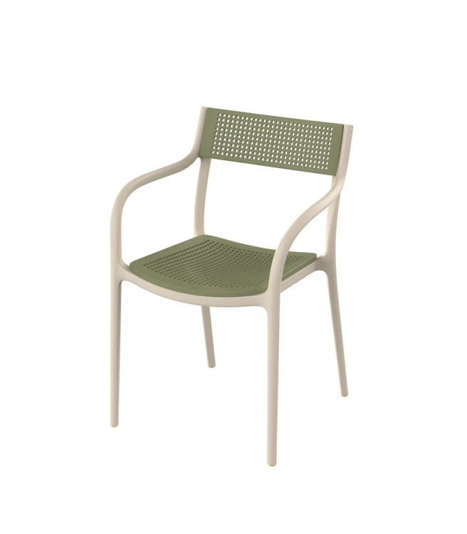 Krzesło Vondom Madison Dots w kolorze cream z jade, widok z przodu