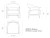 Rysunek techniczny fotela Vondom Africa Lounge, wymiary 73 x 62 x 75 cm