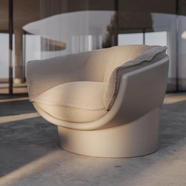 Fotel Vondom Luna w kolorze cream, zbliżenie na miękką poduszkę