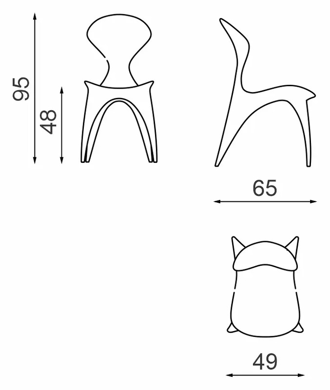 Rysunek techniczny krzesła LOOPE ANIMA AN9010, 49 x 65 x 95 cm