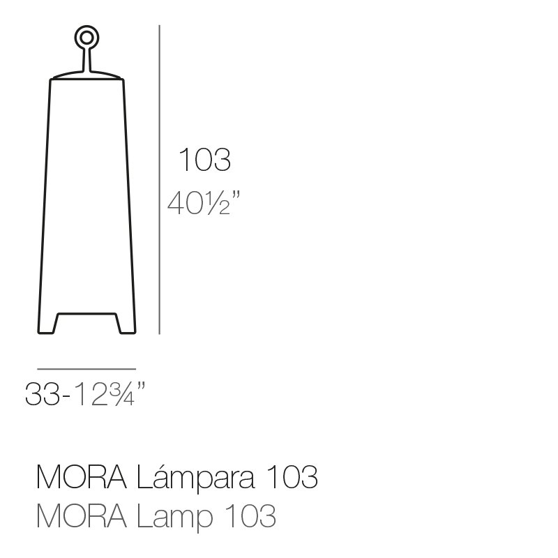 Rysunek techniczny lampy Mora Vondom 33x103 cm (ref. 46033)