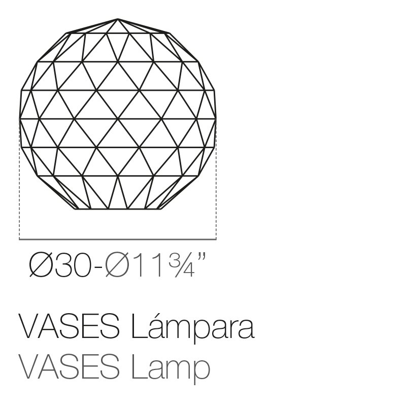 Rysunek techniczny lampy kuli Vases Vondom śr. 30 cm (ref. 48030)