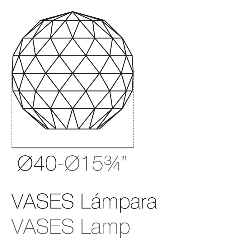 Rysunek techniczny lampy kuli Vases Vondom śr. 40 cm (ref. 48040)