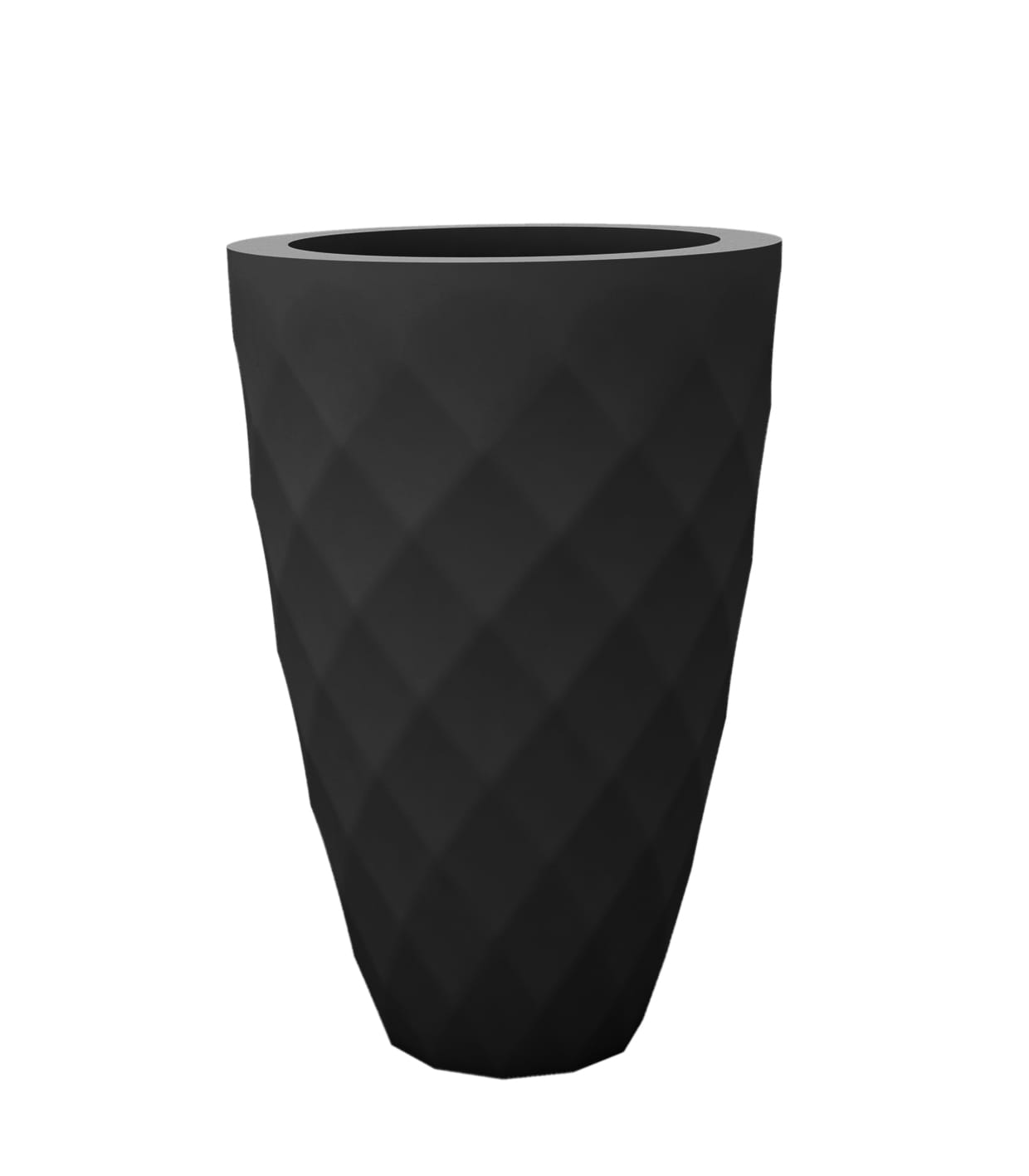 Czarna donica Vondom Vases 65x100 cm o fasetowanej formie przypominającej diament