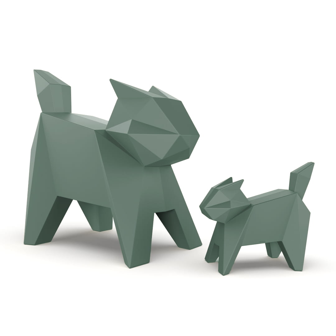 Zielony kot Neko Vondom Origami z małym kotem Koneko